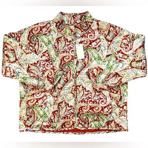 NWT MELLODAY Quilted Paisley Print Boho Coat